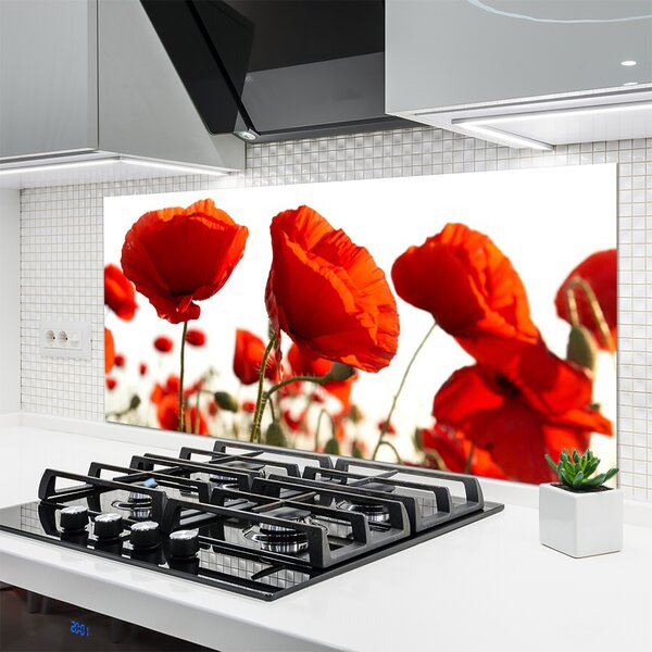 Panou sticla bucatarie Maci Floral Red