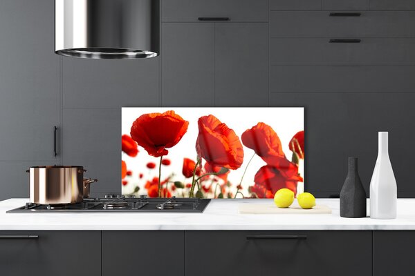 Panou sticla bucatarie Maci Floral Red