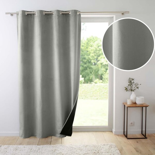 Draperie gri termoizolantă din catifea 140x260 cm Polarchic – douceur d'intérieur