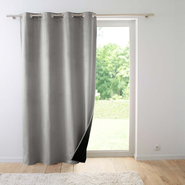 Draperie gri termoizolantă din catifea 140x260 cm Polarchic – douceur d'intérieur