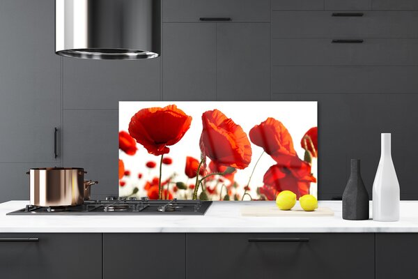 Panou sticla bucatarie Maci Floral Red