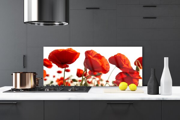 Panou sticla bucatarie Maci Floral Red