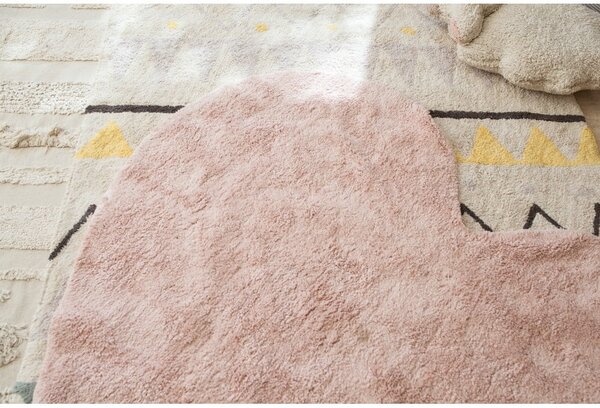 Covor pentru copii roz lavabil/țesut manual din bumbac 160x180 cm Puffy Love – Lorena Canals