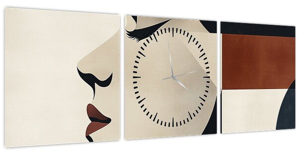Tablou - Femeie din profil (cu ceas) (90x30 cm)