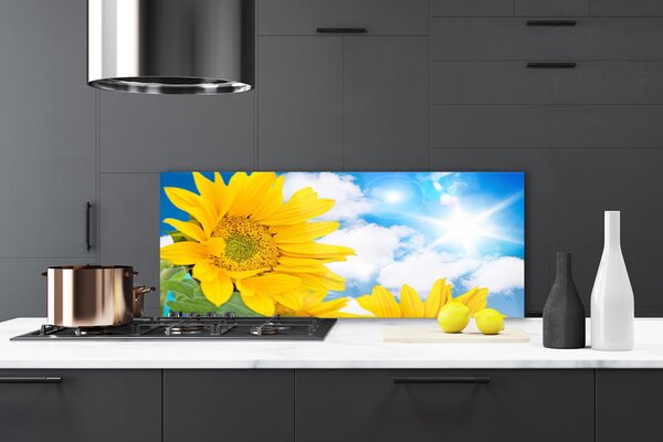Panou sticla bucatarie Flori Floral Galben