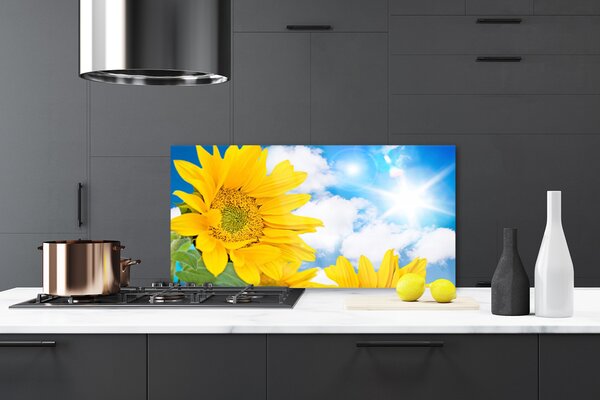 Panou sticla bucatarie Flori Floral Galben