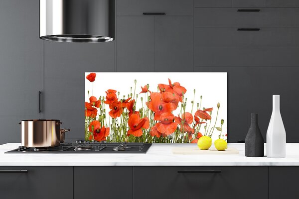 Panou sticla bucatarie Maci Floral Red