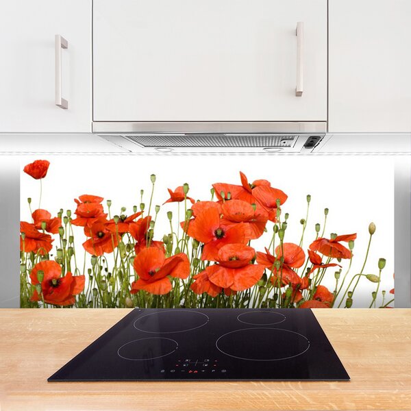 Panou sticla bucatarie Maci Floral Red