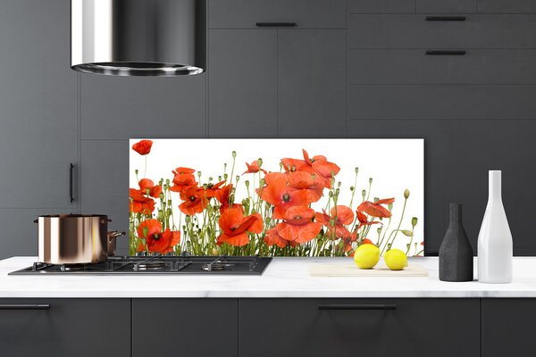 Panou sticla bucatarie Maci Floral Red