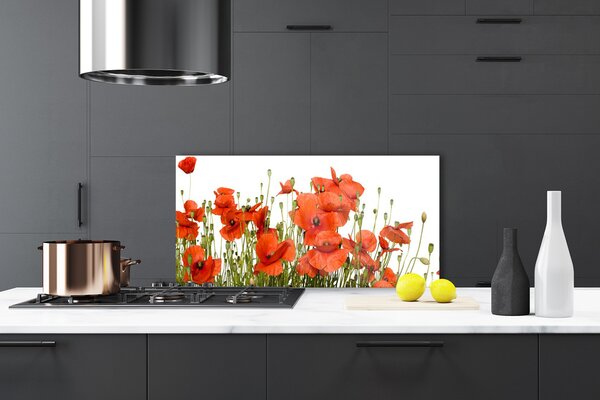 Panou sticla bucatarie Maci Floral Red