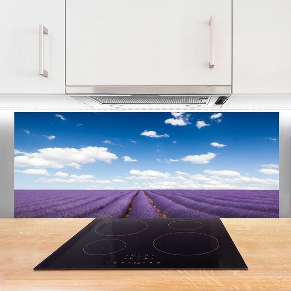 Panou sticla bucatarie Flori Meadow Natura Purple