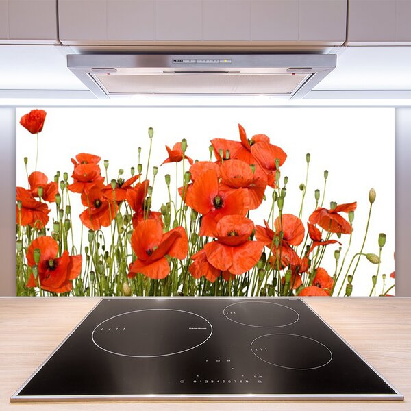 Panou sticla bucatarie Maci Floral Red