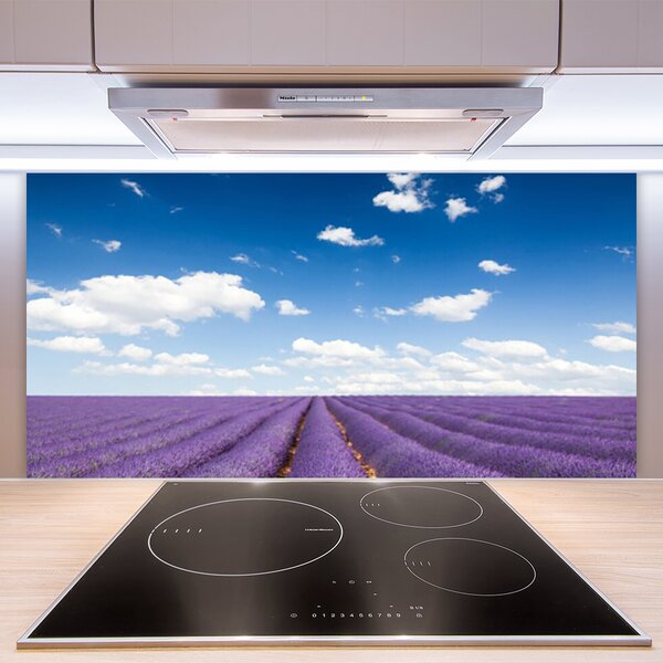 Panou sticla bucatarie Flori Meadow Natura Purple