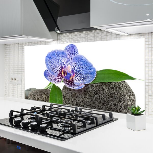 Panou sticla bucatarie Flower Floral Purple Verde