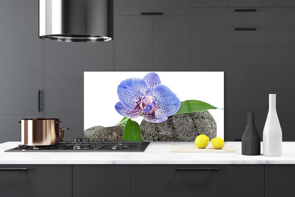 Panou sticla bucatarie Flower Floral Purple Verde