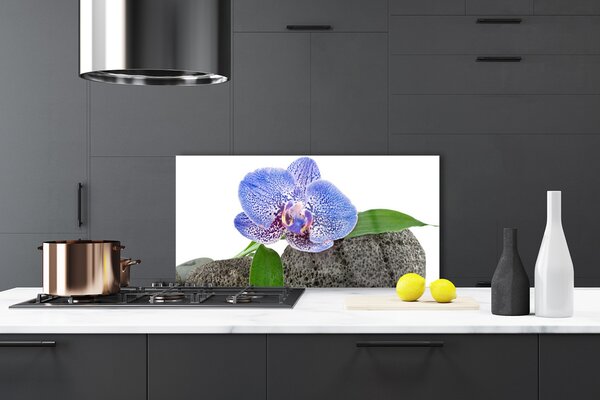 Panou sticla bucatarie Flower Floral Purple Verde