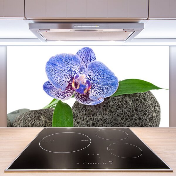 Panou sticla bucatarie Flower Floral Purple Verde