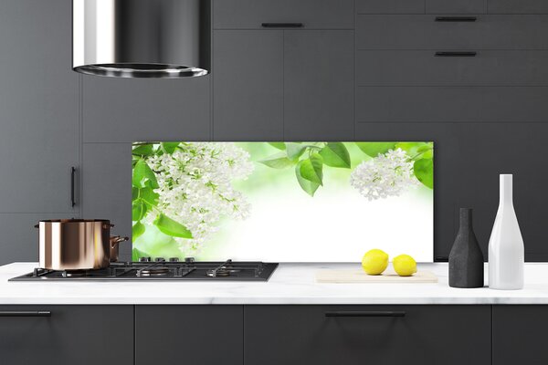 Panou sticla bucatarie Petale Floral Alb Verde