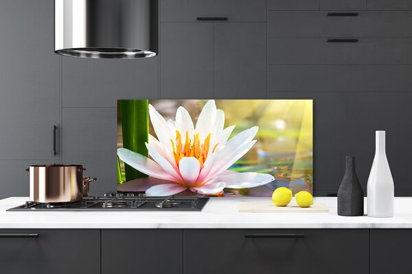 Panou sticla bucatarie Flori Floral Alb Roz