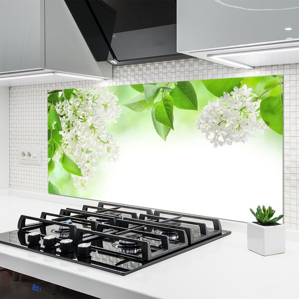 Panou sticla bucatarie Petale Floral Alb Verde