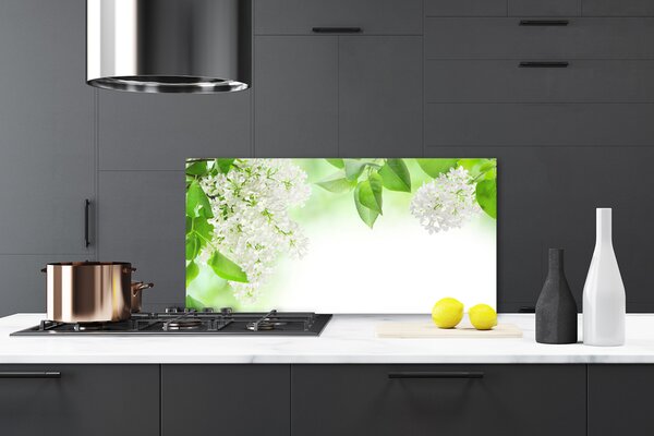 Panou sticla bucatarie Petale Floral Alb Verde