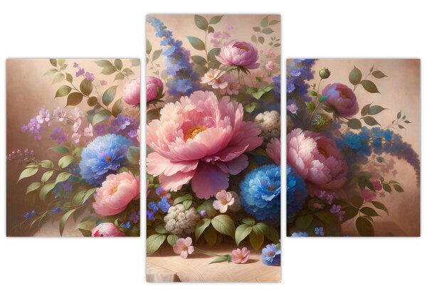 Tablou - Masă plină de flori (90x60 cm)