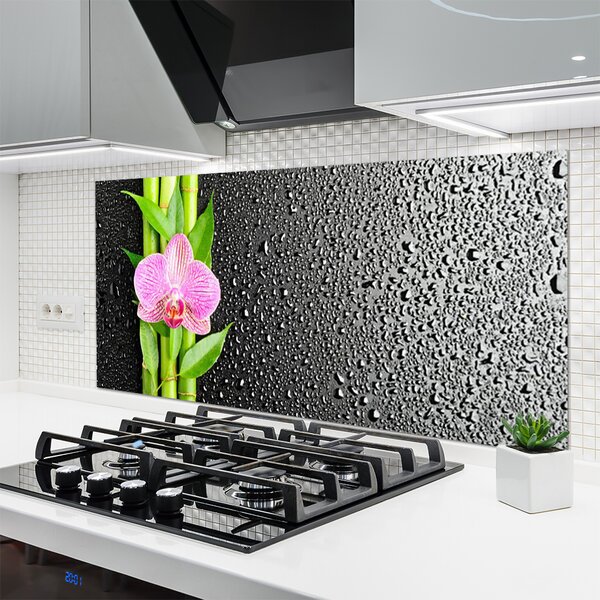 Panou sticla bucatarie Bamboo peduncul Floral Roz Verde