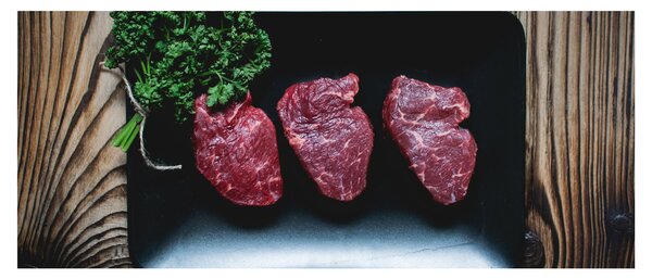 Tablou cu carne pe farfurie (120x50 cm)