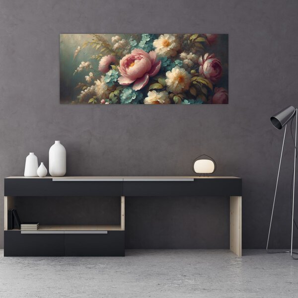 Tablou - Natură moartă cu flori - pictură (120x50 cm)