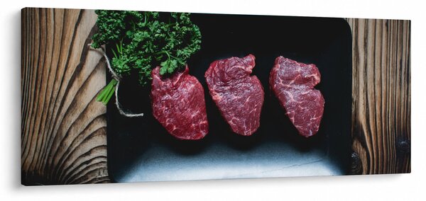 Tablou cu carne pe farfurie (120x50 cm)