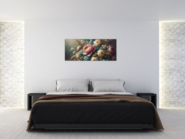 Tablou - Natură moartă cu flori - pictură (120x50 cm)