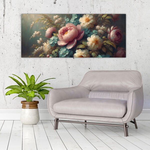 Tablou - Natură moartă cu flori - pictură (120x50 cm)