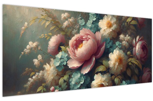 Tablou - Natură moartă cu flori - pictură (120x50 cm)