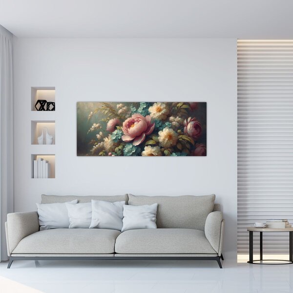 Tablou - Natură moartă cu flori - pictură (120x50 cm)