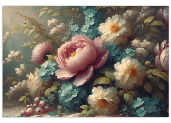 Tablou - Natură moartă cu flori - pictură (90x60 cm)