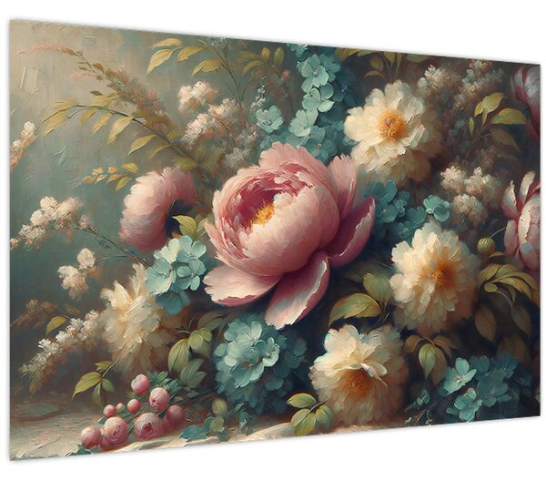 Tablou - Natură moartă cu flori - pictură (90x60 cm)