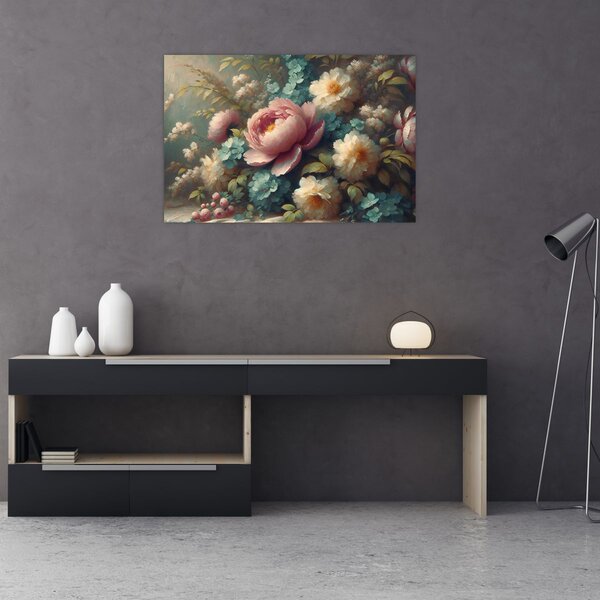 Tablou - Natură moartă cu flori - pictură (90x60 cm)