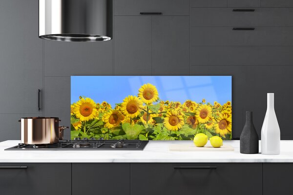 Panou sticla bucatarie Floarea soarelui Floral Galben Verde