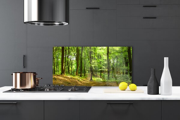 Panou sticla bucatarie Natural Pădurea Verde Maro