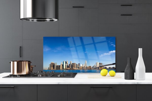Panou sticla bucatarie Bridge City Case Gri Albastru Negru