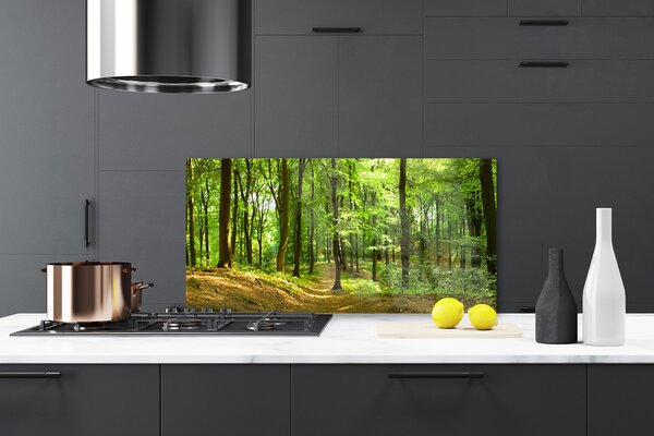 Panou sticla bucatarie Natural Pădurea Verde Maro