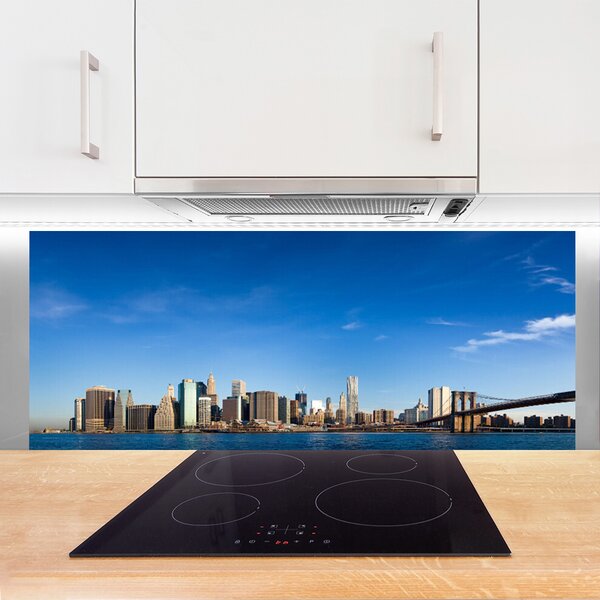 Panou sticla bucatarie Bridge City Case Gri Albastru Negru