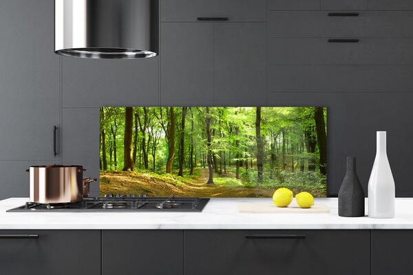 Panou sticla bucatarie Natural Pădurea Verde Maro