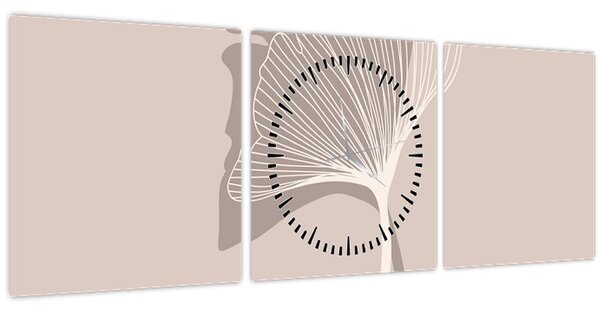 Tablou - Frunze bej N⁰4 (cu ceas) (90x30 cm)
