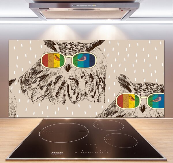 Panou de bucătărie Owls ochelari