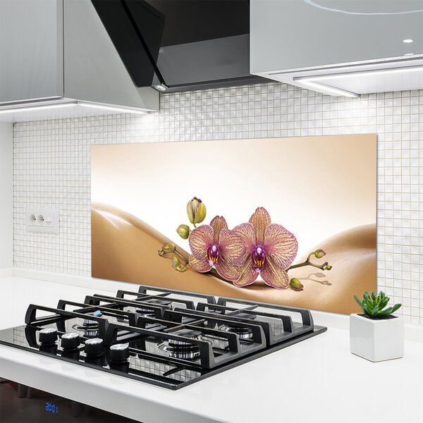 Panou sticla bucatarie Copaci Floral Brown roz