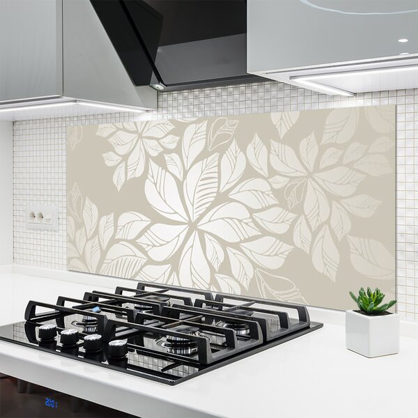 Panou sticla bucatarie Flori Art Gray