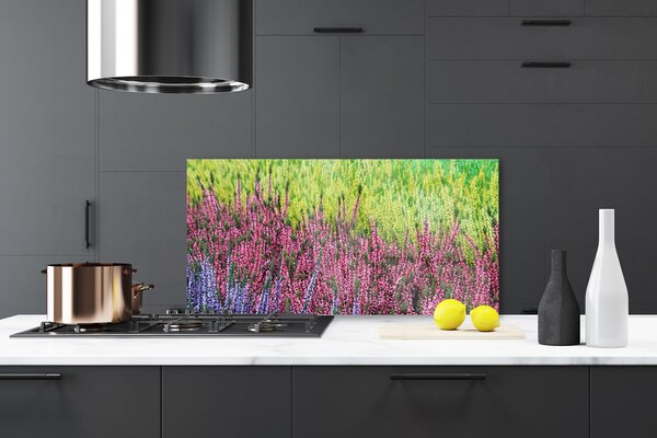 Panou sticla bucatarie Flori Floral Violet Roșu Verde