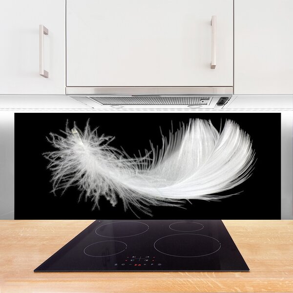 Panou sticla bucatarie Feather Art White