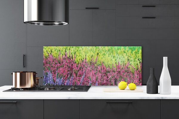 Panou sticla bucatarie Flori Floral Violet Roșu Verde